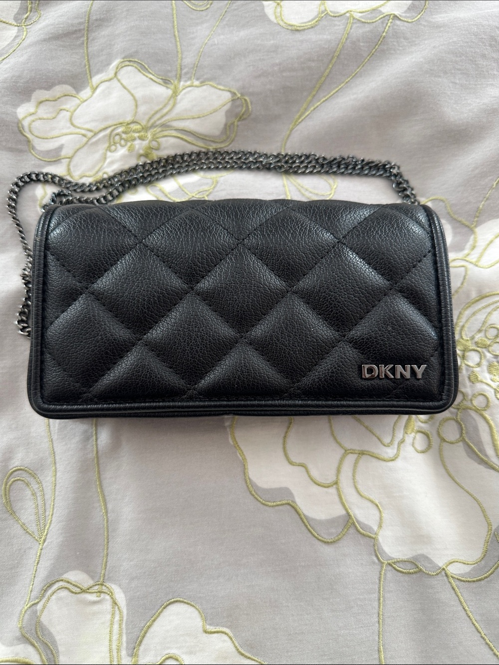 NWT DKNY Black Quilted Crossbody Bag with Chain Strap
